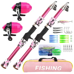 2-Piece Fishing Rod Set with Reel, Minnow Bait, Soft Lure, Rust-Resistant Hooks, Line Accessories, Portable Storage Bag Included, Fishing Gear