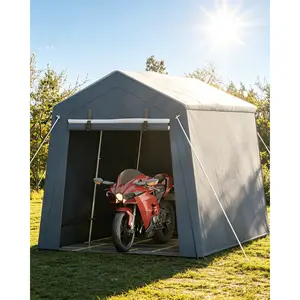 7′×10′ Outdoor Portable Storage Shed, Waterproof & UV‑Resistant Garage Shelter with 2 Roll‑Up Zipper Doors – Anti‑Snow Carport Tent for Motorcycle, Bike & Outdoor Equipment