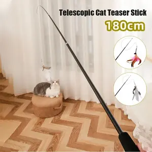 Extendable Four-Section Cat Toy Pole 1.8m Ultra Long Fishing Rod, Durable Catchy Feather Cat Toy, Pet Supplies for Boredom Relief