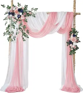 TINGE TIME Wedding Arch Flowers Kit (Pack of 5) - 2pcs Floral Arch Arrangement with 3pcs Wedding Arch Draping Fabric for Ceremony Arbor Wedding Decoration Reception Backdrop Box Light