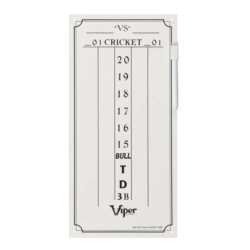 Viper Small Dry Erase Dartboard Scoreboard for Games of Cricket & 01, Reusable Scorekeeper Includes Marker & Mounting Hardware, Scorekeeping