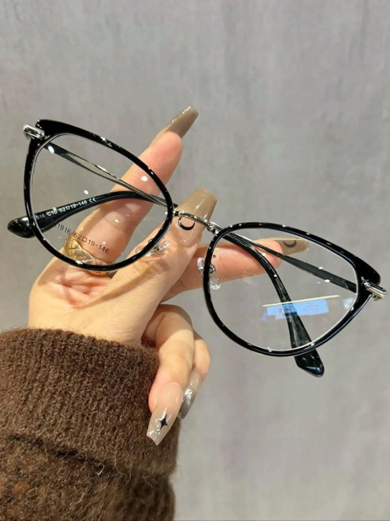 Y2K Oval Shaped Eyeglasses, Fashionable Eyeglasses for Women & Girls, Fashion Eyeglasses for Work, Daily Clothing Decor, Perfect for Student Daily Use, Trendy Frames