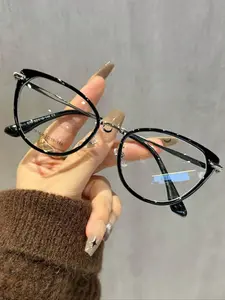 Y2K Oval Shaped Eyeglasses, Fashionable Eyeglasses for Women & Girls, Fashion Eyeglasses for Work, Daily Clothing Decor, Perfect for Student Daily Use, Trendy Frames
