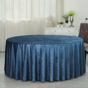 Premium Velvet Round Tablecloth 120" Navy Blue - Seamless Soft & Reusable Table Cover