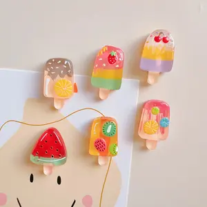 6pcs Magnetic Fridge Magnets Set] 6pcs Set of Fruit & Ice Cream Magnetic Fridge Magnets - Strawberry, Watermelon Designs Decor Colorful Kitchen