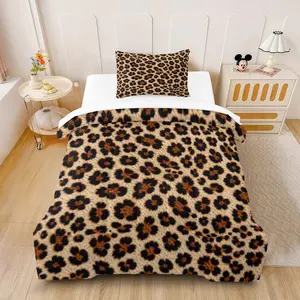 2/3Pcs Leopard Print Comforter Set, Retro Luxury Bedding Set, Soft and Breathable Fabric, Quilted Design, Warm and Cozy, Perfect for Fashionable Young Women's Bedroom Decor, Includes Filling (Pillow Inserts Not Included)