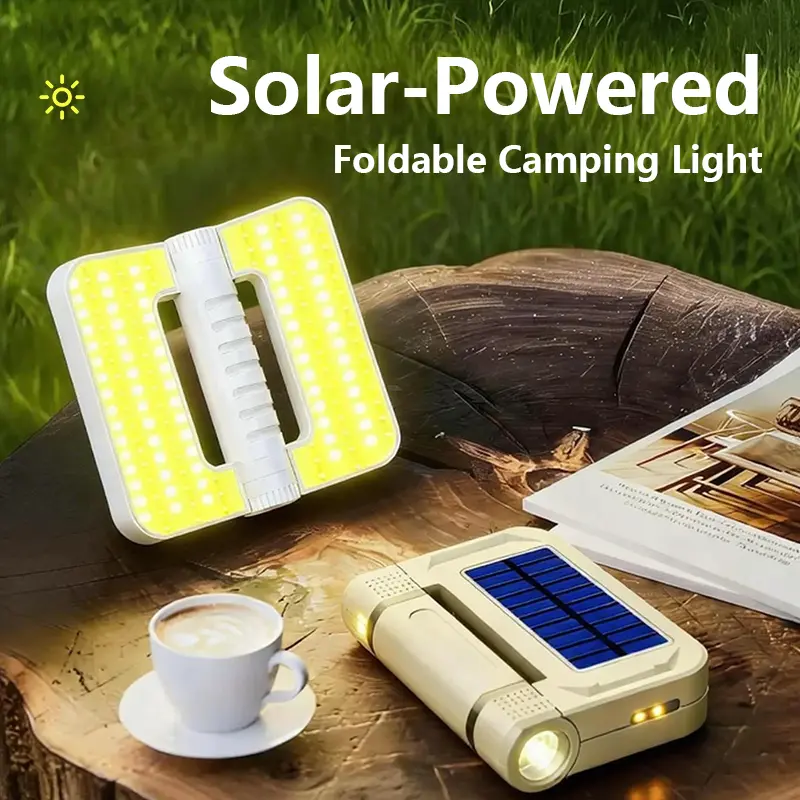 Rechargeable Spotlight, Solar-Powered Compact Handheld Portable LED Flashlight with 4 Modes, 4-Grid Power Display, Magnetic Base, IP66 Waterproof, Outdoor Ready for Camping & Emergency Repairs, Handheld Lamp