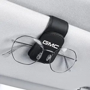 Car Sun Visor Holder Magnetic Leather Car Organizer Auto Glasses Storage Sunglasses Clip Interior Accessories For GMC Terrain Sierra Canyon Yukon Acadia Savana Denali AT4 Granite
