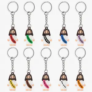 Jesus Loves You Keychain Bulk Set, 10-50PCS Christian Jesus Figurine Keychains with Colorful Sashes, Religious Party Favors for Church Events, Sunday School Rewards, Baptism Gifts, Easter Basket Stuffers