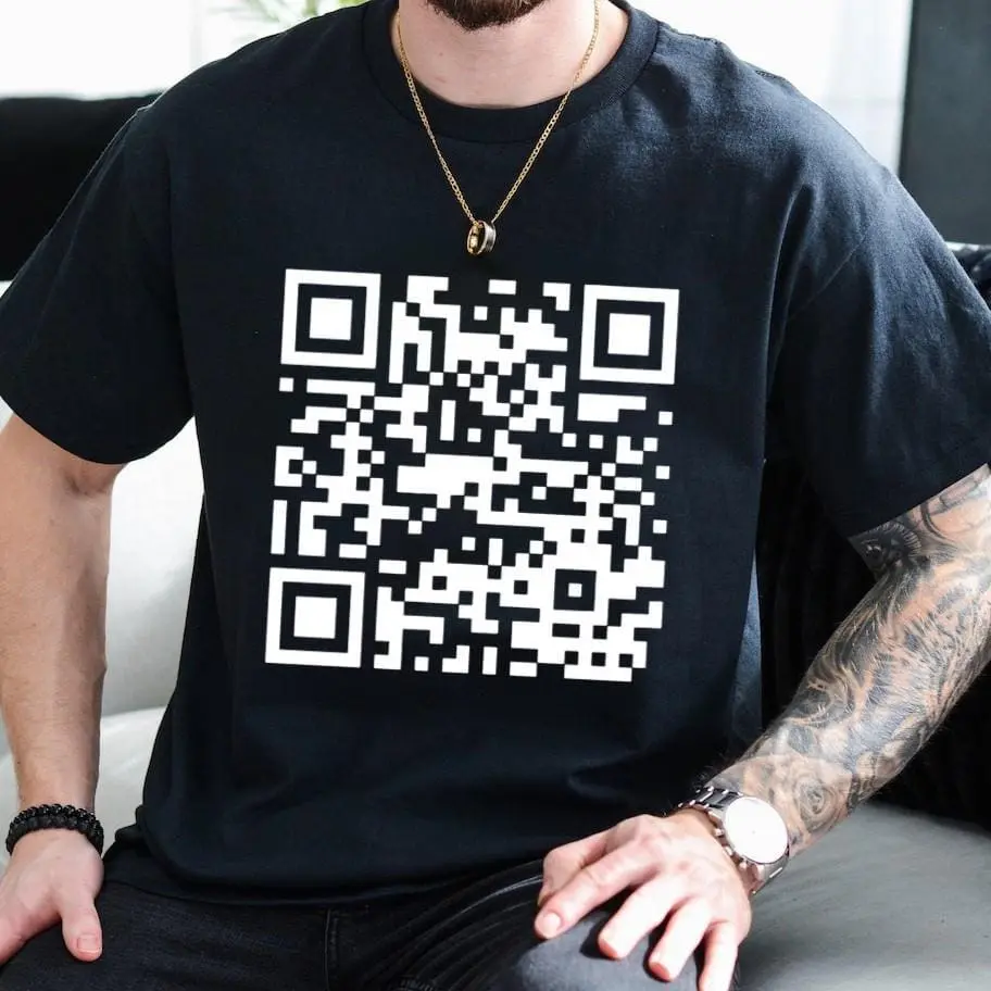 Funny FU QR Code Men's T-Shirt, QR Code T-Shirt, Gift For Her, Gift For Him Classic Fabric Top Menswear Birthday