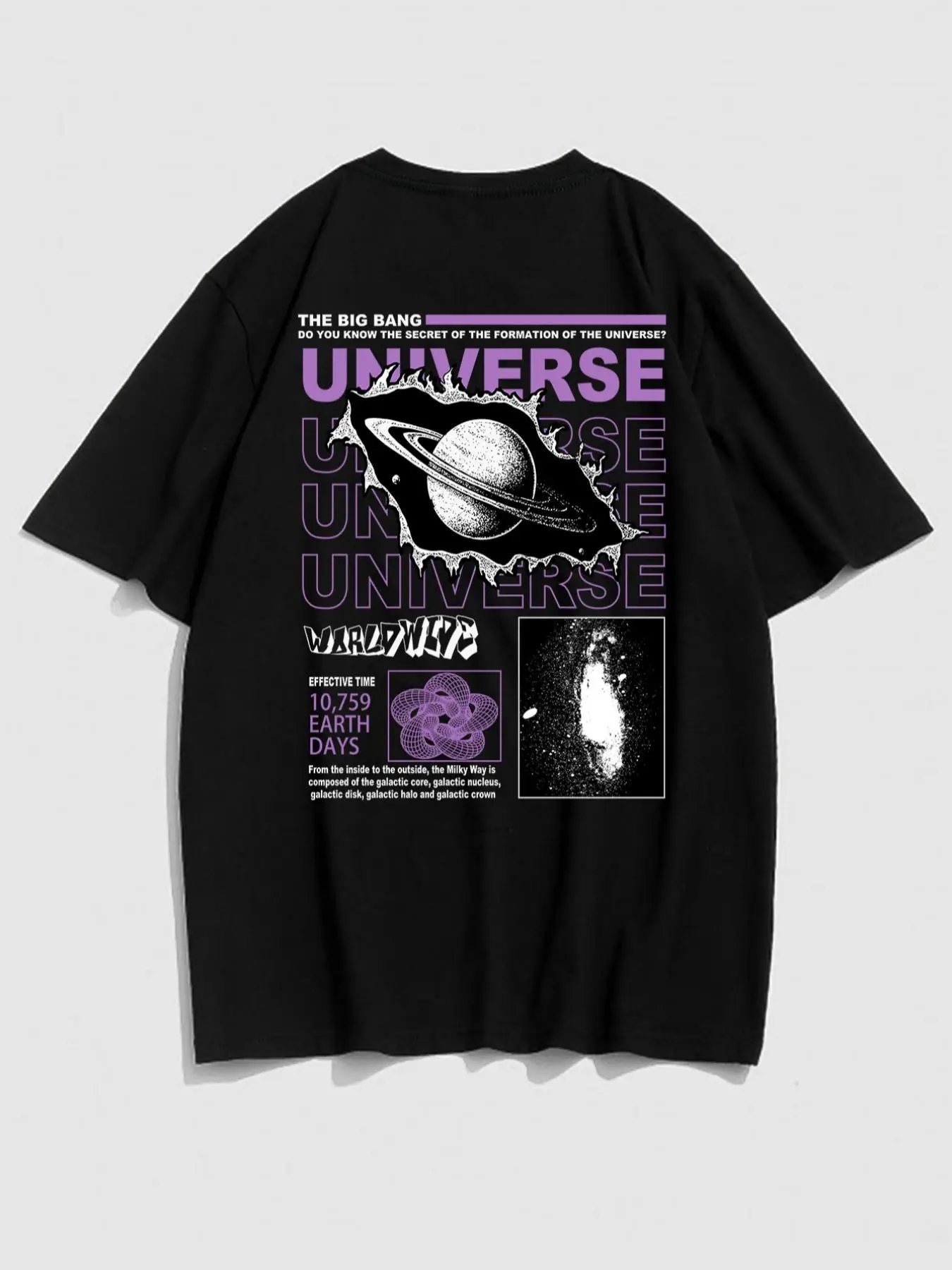 Men's Planet & Letter Print Round Neck Graphic Tees, Street Short Sleeve T-shirt, Fairy Grunge Top, Streetwear for Men, Summer Clothes, Summer Outfits