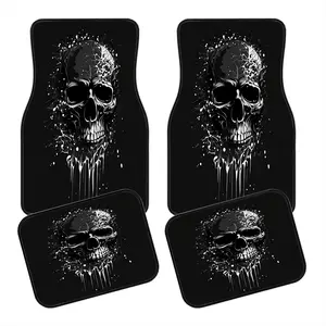 4pcs Dark Skull Car Mats, Floor Mats for Car, Non-Slip Polyester, Crystal Velvet Material, Durable Absorbent, Easy Clean, Fits Trucks, Suvs, Truck Accessories, Car Accessory, Car Interior Accessory, Perfect Gift