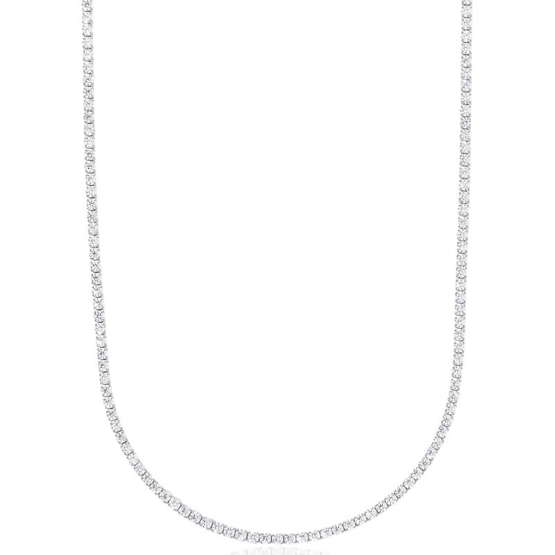 GLD Micro Tennis Necklace | 14k White Gold - Gold Plated, CZ Diamond Stones, Chain Lengths 16-28"