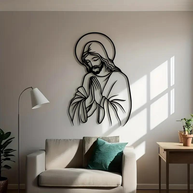 1pc Jesus Metal Wall Decoration, Jesus Metal Wall Art, Lord Metal Wall Decoration, Jesus Metal Wall Decoration, Great Jesus Metal Wall Art, Christian Home Decoration, Perfect for Bedroom Wall Decoration, Metal Laser Cutting Art, Jobin Gift, Easy to Hang