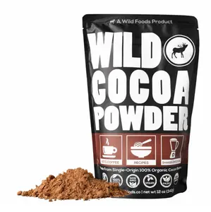 Wild Foods Organic Cocoa Powder | Single Origin Unsweetened Keto Chocolate Powder for Cooking & Baking | 100% Natural Cacao Beans | Sugar Free Non Dutch Raw Superfood Powder | 12 oz