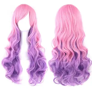 colorful Synthetic Wavy Long Hair Cosplay Wig with Natural Look Comfortable Headband for Everyday Wear Curly Fiber Hair African Woman Wig 40-60 cm playe role body wavy extension hair easy wear
