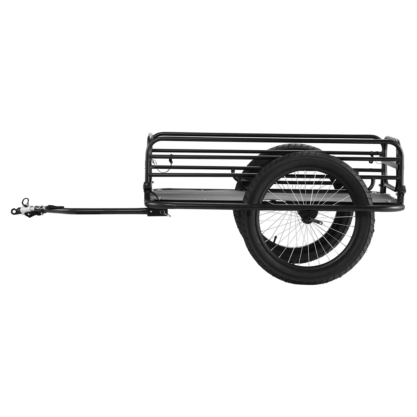 VEVOR Portable Heavy Duty Folding Twin-Wheeled Trolley, 275 lbs Load Capacity, Carbon Steel Frame, 20" Wheels, Universal Quick-Release Hitch, Compact Foldable Storage, Fits Most Bikes, Reflective Strips, Outdoor Gravel & Sand Grip, Home Improvement Hauler
