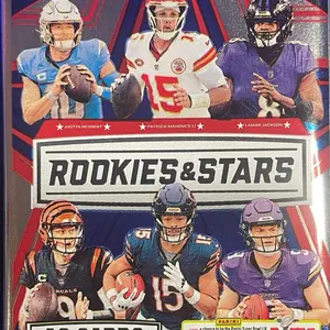 Panini Rookies & Stars 2024 10 Card Pack Featuring NFL Players in Various Teams' Uniforms with Jayden Daniel, Bo Nix, Drake Maye, and More football mega