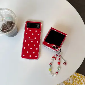 Korean Cute Red White Point Bow Mushroom Bracelet Magnetic Case For Samsung Galaxy Z Flip7 flip7 Flip5 flip6 4 3 zflip7FE Cover