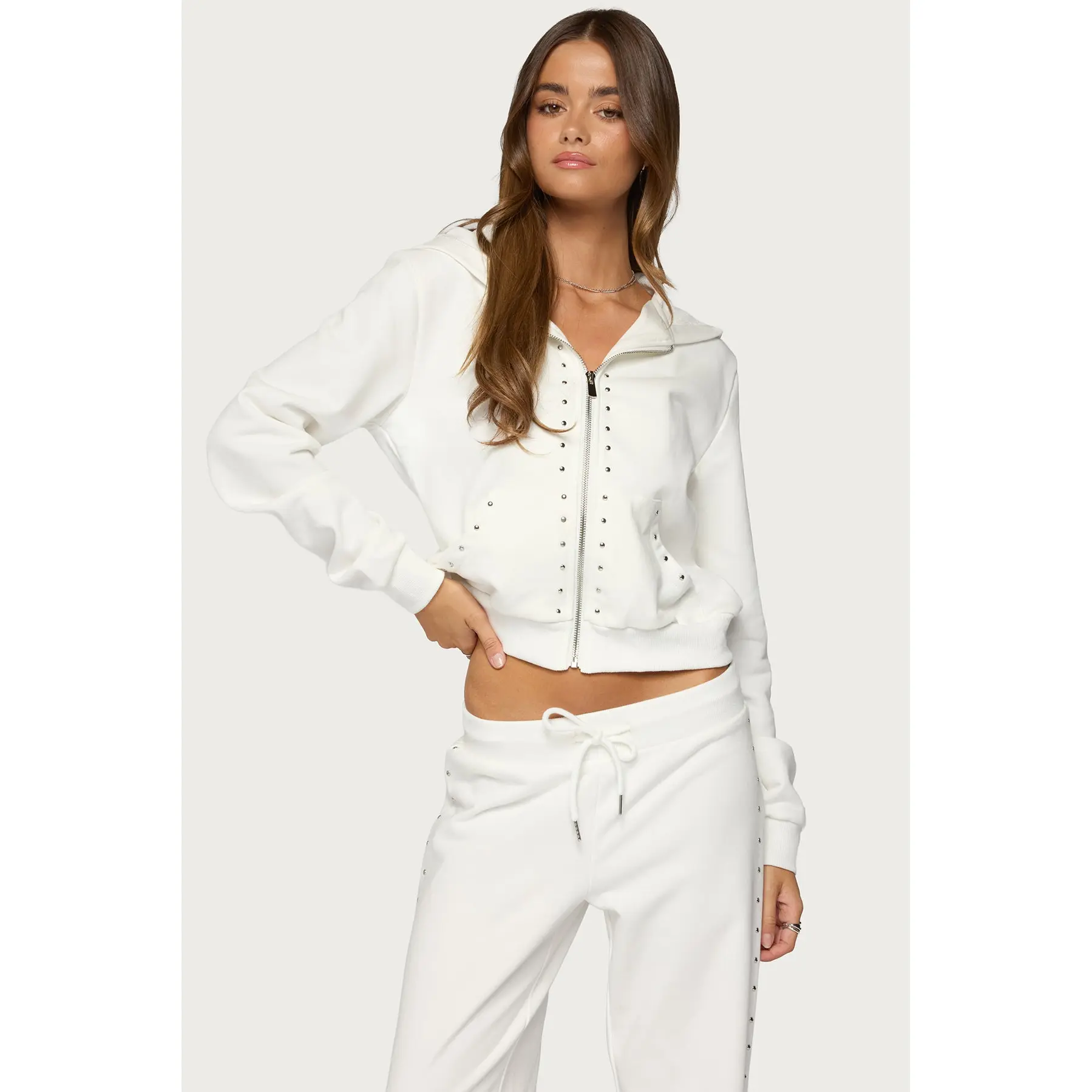 Enid Studded Zip Up Hoodie