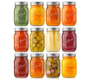 Nutrichef 12 Pcs. Glass Mason Jars w/ Lids and Bands