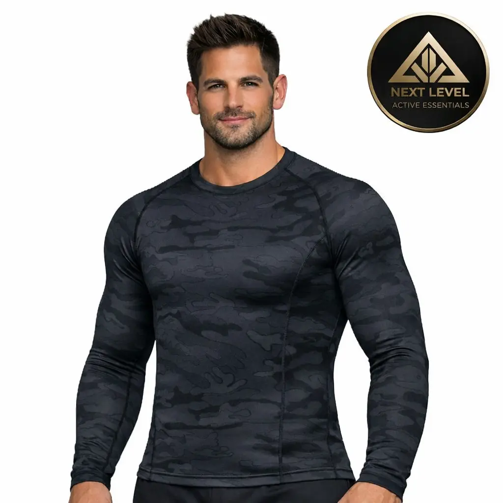 Men's UPF 50+ Long Sleeve Compression Rash Guard 3 Pack Water Sports Athletic Base Layer Shirt 4-Way Stretch Moisture-Wicking Fabric Superior Sun Protection Muscle Support All Seasons
