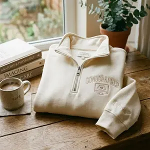 [MADE IN US] (Tone On Tone) Embroidered Sonographer Quarter Zip Sweatshirt, Ultrasound Tech Sweatshirt, Personalized Sonographer Sweatshirt, Ultrasound Crewneck