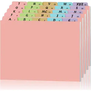 1 Set 25 Pack Alphabet File Dividers Letter Size, 1/5 Cut Tab A-z File Guides Number Folder Organizer for Filing Cabinet and Desk Home Office School(Simple Color)