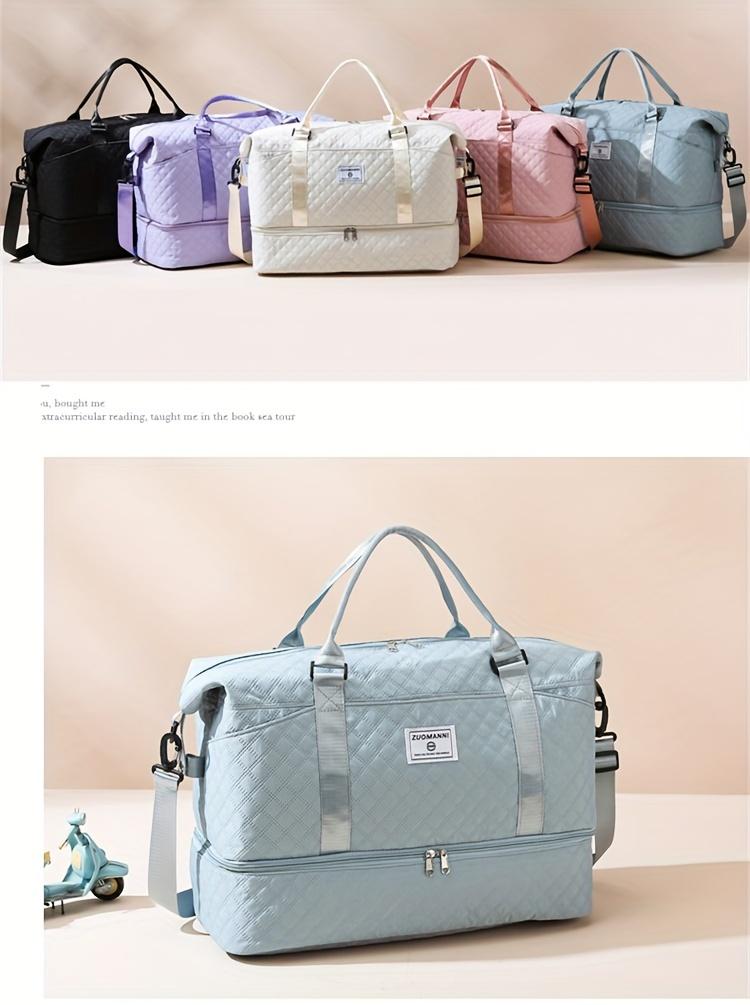 2-Piece Quilted Gym and Travel Bag Set, Large Capacity Carry-On Tote with Separate Shoe Compartment, Lightweight Crossbody Weekender for Women, Stylish Fitness and Vacation Companion, Perfect Gift for Her 2-Piece Quilted Gym and Travel Bag Set, Large Capacity Carry-On Tote with Separate Shoe Compartment, Lightweight Crossbody Weekender for Women, Stylish Fitness and Vacation Companion, Perfect Gift for Her