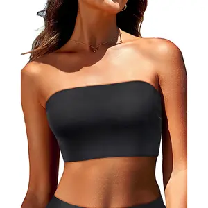 Yonique Bandeau Bikini Tops for Women - Strapless Swim Top Bathing Suit Tube Swimsuit Tops