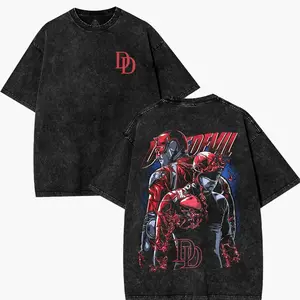 Matt Murdock Daredevil Born Again Double Printed Graphic T Shirt, Lightweight Cotton Unisex Streetwear 90s Style TV Series Inspired Apparel for Fans