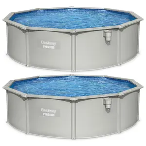 Bestway Hydrium 15'x48" Round Steel Wall Above Ground Swimming Pool Set, 2 Pack