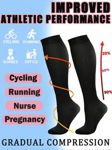 1 Pair of Men's Compression Socks Above-Knee Length 15-20 mmHg Closed-Toe Design Size XL Optimal Comfort Stylish Sports Fit Socks