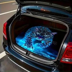 1pc Blue Cheetah Print Car Trunk Mat - Fit All-Weather Cargo Liner, Durable & easy-to-Clean with - for SUVs, Sedans, Trucks - Stylish Trunk with Cheetah Pattern (No -cut-to-size) - Fits Most Vehicles