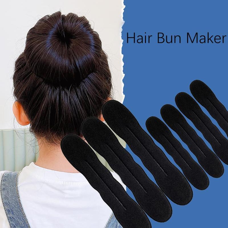 10 PCS Hair Bun Maker for Women and 12 Black Hair Ties Lazy Hair Curler Bun Clips Easy Magic Snap Roll Sponge Bun Donut Hair Maker for Women With Hair Ties Haircare Heatless