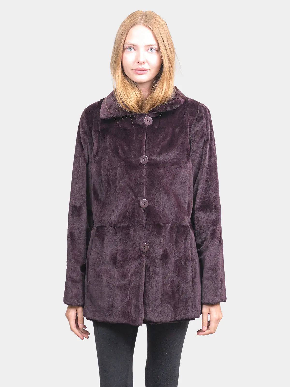 Women's Wine Mink Jacket