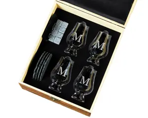 Custom Glencairn Box Set | Wood Box Glencairn Gift Set | Bourbon Drinkware | Bourbon Snifter | Gifts for Whiskey Drinkers | Fathers Day Gift