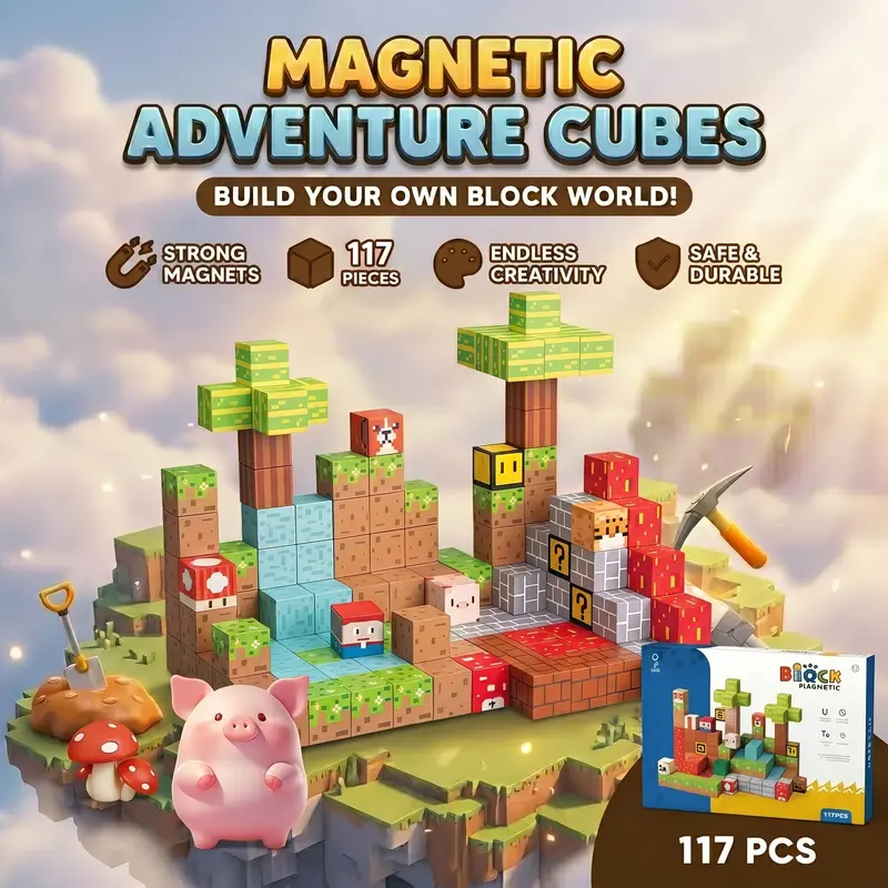 [2026 New Arrivals] MagWonder Magnetic Construction Set for 3+ Years Toddlers, 117 PCS Unisex STEM Montessori Sensory Toy, 8-magnet Hold, 11*8*2 in, Safe Durable, Cartoon Distinct Patterns & Character-led Scenes, Creative Building Play