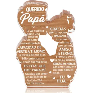 Yopyame Gift for Dad from Daughter - Spanish Papá Heartwarming Keepsake Father Daughter Embracing Acrylic Plaque Sign Best Dad Ever Gift Regalos Para Papá Office Desk Decor Father’S Day Christmas Gift