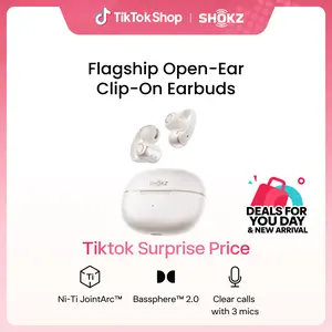 SHOKZ OpenDots 2 Open-Ear Clip-On Earbuds with Upgraded Dolby Audio, 3-Mic Clear Calls, Rich Bass, Up to 40 Hrs of Audio, , Wireless Charging, Interchangeable Left/Right Earbuds, IP57, Bluetooth 6.1