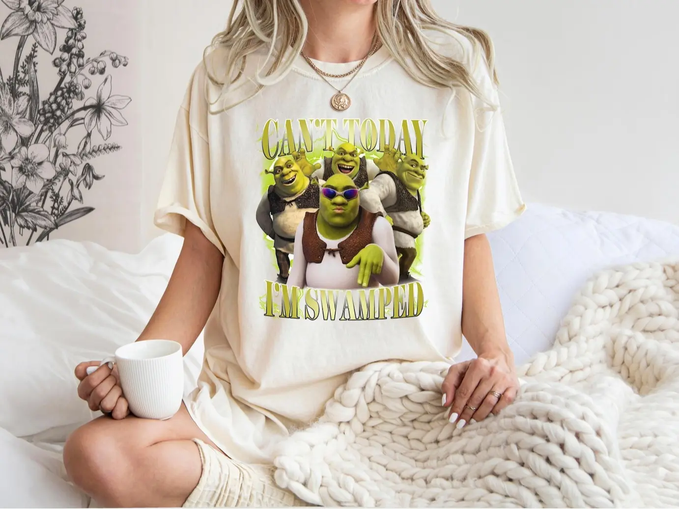 Comfort Colors Funny Shrek Meme Shirt, Can't Today I'm Swamped T-shirt, Retro Pop Culture Humor, Movie Fan Gift