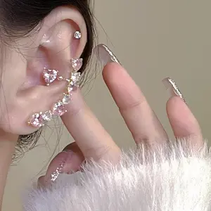 Glittering Hearts Ear Cuff - Fashion Accessory for Women