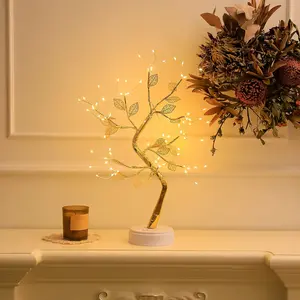 LED Tabletop Bonsai Tree Lamp, Flashing Fairy Tree Light with USB & Battery Operated(not includ battery), DIY Artificial Tree of Life lights for Gifts Home Desktop Christmas Party Decoration (Warm Glow)