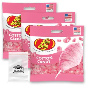 Jelly Belly Cotton Candy Jelly Beans- 3 Pack - 3.5 oz each, Gourmet Jelly Beans - Sugar Rush of Fun! Perfect Candy Mix for Sweet Escapes and Whimsical Snacking - comes with 1 R.U.S. Candy Company pocket size travel bag (Cotton Candy)