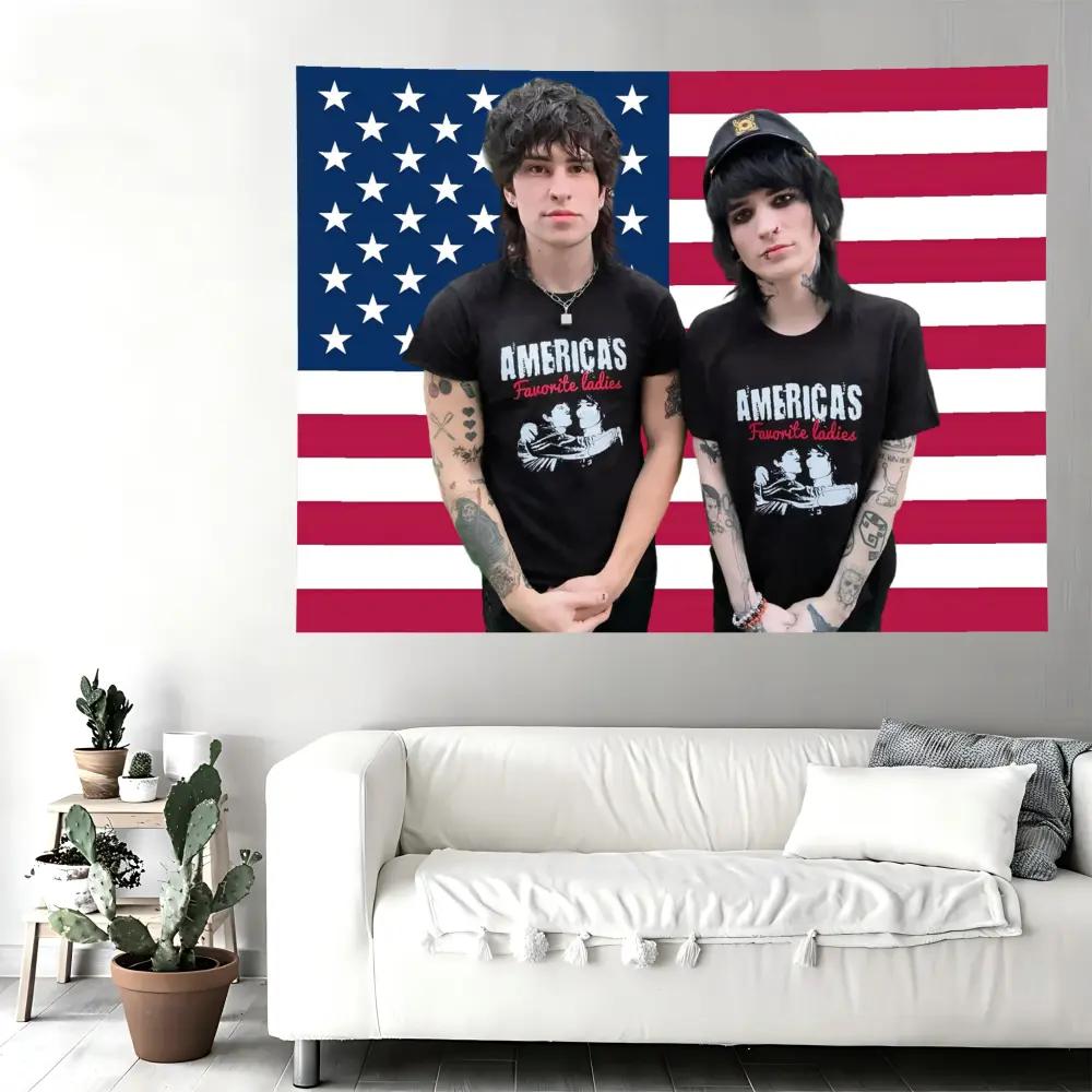 Johnnie Guilbert & Jake Webber Themed Polyester Print Wall Tapestry - Machine Washable Youtuber Photo Home Decor Hanging, Memorial Day Graduation Masquerade Camouflage Home Supplies for Bedroom