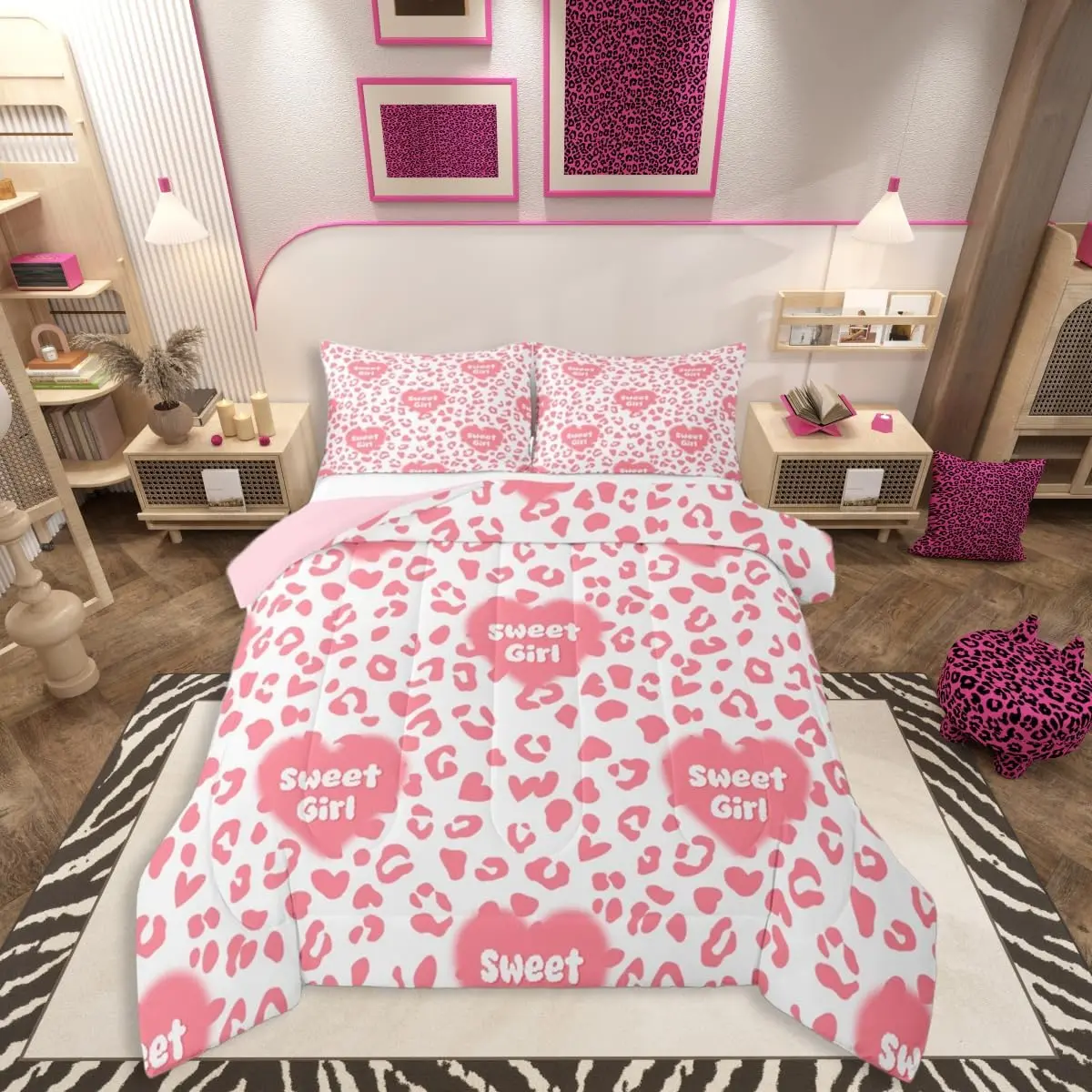 Leopard Comforter Set All Season Animal Print Bedding Set 1 Cheetah Microfiber Bedclothes Safari Animal Fur Bedroom Decor Duvet Quilt Breathable Soft Lightweight