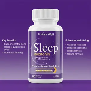 Futura Well 3mg Melatonin Supplement, Drug-Free Sleep Support, Promotes Restful Sleep, 60 Count