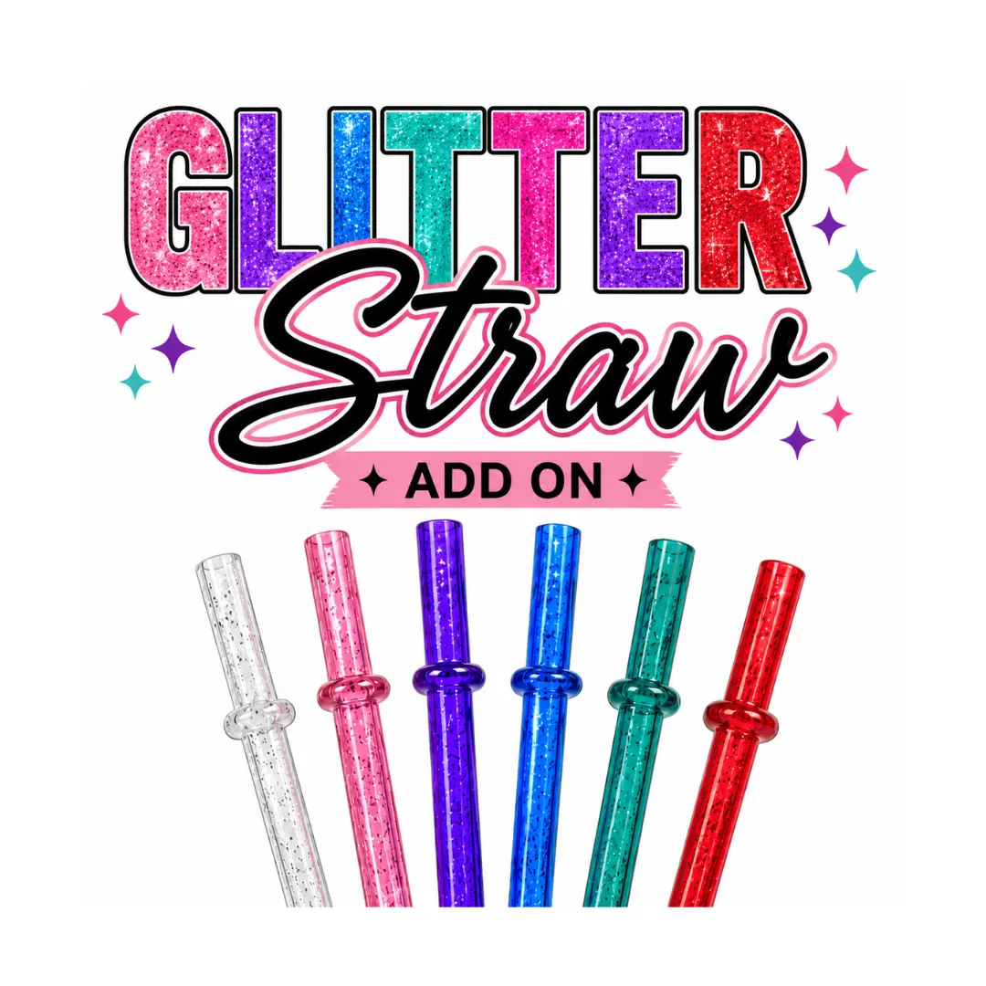 Reusable Plastic Sparkle Straw, Glitter Drinkware Accessory for Game Day Clutch Add-On, Vibrant
