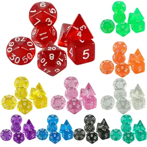 7 Transparent Color Dice Set, Multi-Sided Board Game Dice, Ideal for DND Role-Playing Games, Party Games, and More