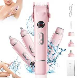Women's Dual-Head Shaver Set, Wet & Dry Body Trimmer, Rechargeable Bikini Hair Remover, Ipx7 Waterproof, Portable USB Charging, 3 Detachable Heads